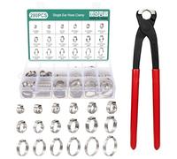 Faankiton 280PZ Fascette Stringitubo a Orecchio Singolo, Fascette di Serraggio Singole, Fascetta a Vite Stringitubo Regolabili, 5.3-37.6mm 18 Misure Fascette Stringitubo in Acciaio Inox 304 con Pinza