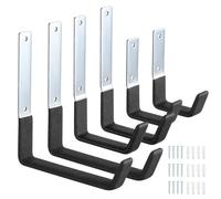 Faankiton 4 Pezzi Ganci Garage, Ganci da Parete Garage con Rivestimento Antiscivolo, Ganci in Acciaio per Garage per Appendere Utensili Elettrici, Biciclette, Scala, Articoli Sfusi (6 Pezzi)