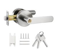 Faankiton Maniglia a Leva per Porta, Maniglia per Porta con Serratura e Chiavi, Serrature per Leva per Porta, Set di Maniglie per Porte, Maniglia per Porta Interna per Camere da Letto, Bagni (Argento)