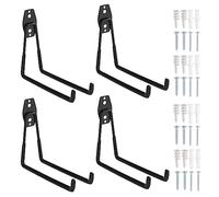 Faankiton Set di 4 ganci da garage, universali in acciaio resistente, ganci e ganci da parete, staffe per garage in acciaio resistente (L, nero)