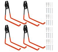 Faankiton Set di 4 ganci da garage, universali in acciaio resistente, ganci e ganci da parete, staffe per garage in acciaio resistente (L, arancione)