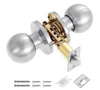 Faankiton Set di Pomelli per Porta, Pomelli di Passaggio, Set di Pomelli per Porte Interne, Set di Pomelli per la Privacy, Maniglia per porta interna rotonda (Passaggio, Senza Chiave, Argento)