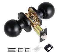 Faankiton Set di Pomelli per Porta, Pomelli di Passaggio, Set di Pomelli per Porte Interne, Set di Pomelli per la Privacy, Maniglia per porta interna rotonda (Passaggio, Senza Chiavi, Nero)