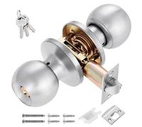 Faankiton Set di Pomelli per Porta, Pomelli di Passaggio, Set di Pomelli per Porte Interne, Set di Pomelli per la Privacy, Maniglia per porta interna rotonda (Esterno, Con Chiavi, Argento)