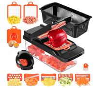 Faankiton Tagliaverdure da Cucina Multifunzione Taglia Verdure Cubetti, Affettatrice Mandolina per Verdure Manuale, Mandolini da Cucina, Affetta Verdure Manuale, Tritatutto per Verdure (14 in 1)