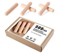Faankiton Tasselli in Legno, Scanalate in Legno, Perni di Legno Duro Perno Scanalato, Spine Legno per Progetti di Artigianato di Mobili e Fai Da Te (500 Pezzi 6x30mm)