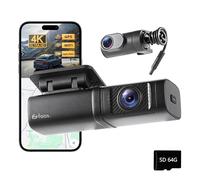 Faas Dashcam Auto Anteriore & Posteriore - Dual Dashcam 4K - 64GB Micro-SD - G-Sensor, Time-lapse & Visione Notturna - Modalità Parcheggio & Registrazione in Loop - Nero