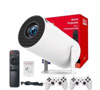 Faatchoi Mini proiettore portatile per videogiochi, oltre 30.000 giochi precaricati, Android TV 11.0 Smart Projector, 360 ANSI, WiFi e Bluetooth, 1080P HD, ideale per Home Theater, giochi.