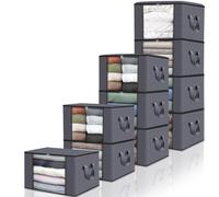 Fab totes Confezione da 10 sacchetti pieghevoli in tessuto spesso per riporre coperte, contenitori per organizzare camera da letto, armadio, vestiti, piumone, organizzazione e conservazione con