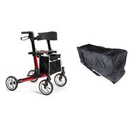 FabaCare Deambulatore Quava, leggero, pieghevole, rosso con borsa