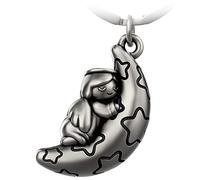 FABACH Angelo custode portachiavi Moony con luna - portafortuna angelo custode in metallo - angelo custode - angelo portafortuna - angelo custode - regalo amore, Argento antico, 1, moderno