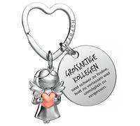 FABACH Beste Kollegin Portachiavi con angelo custode, portafortuna con cuore e incisione, regalo di addio al collega, regalo per colleghi di lavoro, regalo per colleghi con cuore