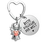 FABACH Beste Kollegin Portachiavi con angelo custode, portafortuna con cuore e incisione, regalo di addio al collega, regalo per colleghi di lavoro, regalo per colleghi con cuore, Miglior collega del