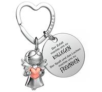 FABACH Beste Kollegin Portachiavi con angelo custode, portafortuna con cuore e incisione, regalo di addio al collega, regalo per colleghi di lavoro, regalo per colleghi con cuore, Amici, Taglia unica