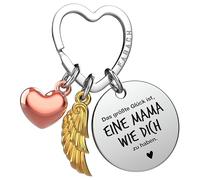 FABACH Beste Mama - Portachiavi con angelo custode, portafortuna con cuore e incisione - Migliore regalo per la mamma, angelo portafortuna per la festa della mamma, La Più Grande Felicità, Taglia