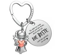 FABACH Beste Mama - Portachiavi con angelo custode, portafortuna con cuore e incisione - Migliore regalo per la mamma, angelo portafortuna per la festa della mamma, Il Migliore Appartiene a Me, Taglia