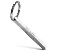 FABACH Cuboid Portachiavi con scritta in lingua inglese Buon successo Portachiavi a forma di cuboid in acciaio inox Bacchette ciondolo con incisione Buona fortuna du schaffst das argento 1Stück