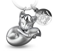 FABACH Fox Portachiavi Foxy con incisione - Dolce portachiavi volpe - Charm portafortuna per donne - regalo di volpe migliore amica - ciondolo a forma di volpe - No Fox Giv, argento, taglia unica