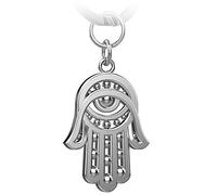 FABACH Mano della Fatima Portachiavi Hamsa - Mano Fatima Auto Ciondolo - Mano protettivo della Fatima portafortuna - Amuleto per la protezione contro gli occhi malvagi Evil Eye, argento, taglia unica,
