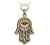 FABACH Mano della Fatima Portachiavi Hamsa - Mano Fatima Auto Ciondolo - Mano protettivo della Fatima portafortuna - Amuleto per la protezione contro gli occhi malvagi Evil Eye, Bronzo antico, taglia