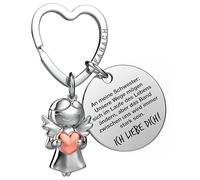FABACH Migliore sorella portachiavi angelo custode portafortuna con cuore e incisione - Migliore sorella del mondo regali fratelli - sorelle regalo angelo portafortuna, Il Nastro Tra Noi, Taglia unica