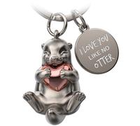 FABACH Otter Portachiavi Otty con cuore - portafortuna, regalo per fidanzata - Amore portachiavi per coppie, anniversari - incisione I love you like no otter, oro rosa, 1, Moderno