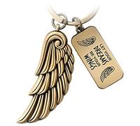 FABACH Portachiavi a forma di ali d'angelo, con ali d'angelo, portafortuna, angelo custode, piuma, angelo custode, portachiavi con ali d'angelo - Let Your Dreams Be Your Wings, Bronzo antico, taglia