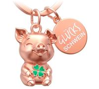 FABACH Portachiavi a forma di maiale portafortuna con quadrifoglio - portafortuna maiale per buona fortuna e successo - regalo di maialino, Porcellino Chubby, Taglia unica