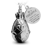 FABACH Portachiavi ananas Piny con incisione - Grazioso portachiavi ananas - motivazione, amicizia e amore portafortuna in metallo per donne - Be a pineapple, argento, taglia unica, Portachiavi