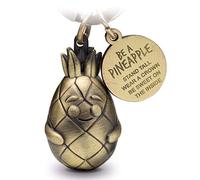 FABACH Portachiavi Ananas Piny con incisione - Portachiavi con ananas carino - Motivazione, amicizia e portafortuna in metallo da donna - Be a Pineapple, bronzo antico, taglia unica, Bronzo antico,