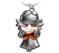 FABACH Portachiavi Angelo custode, portachiavi in metallo con ciondolo a forma di angelo con una stella, oro rosa, Taglia unica