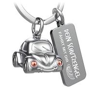 FABACH Portachiavi Auto Con Incisione - Angelo Custode per Automobilisti - Regalo Portafortuna, Guida Con Attenzione - Il Tuo Angelo Guida Con Te, Oro