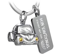 FABACH Portachiavi Auto Con Incisione - Angelo Custode per Automobilisti - Regalo Portafortuna Guida Con Attenzione - Il Tuo Angelo Custode Guida Con Te, Gold