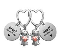 FABACH Portachiavi con 2 angeli custodi con cuore e incisione - migliore amica, idea regalo per la migliore amica, idea regalo per l'angelo, portafortuna, migliore amica, oro rosa, Taglia unica