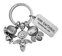 FABACH Portachiavi Con Angelo Custode a 3 Angeli Con Incisione - Portachiavi per Auto - Regalo Portafortuna per Guida Con Te - Argento Antico, Taglia Unica