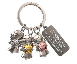 FABACH Portachiavi con angelo custode a 3 stelle con incisione - angelo custode migliore amica regalo - migliore amica regalo angelo portafortuna migliore amica - Amiche sono come stelle, argento, 1,