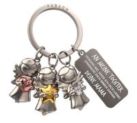 FABACH Portachiavi con angelo custode a 3 stelle con incisione - Madre figlia - Portachiavi regalo figlia - Migliore figlia portafortuna - regalo figlia - portachiavi mamma, argento, 1, Moderno