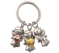 FABACH Portachiavi Con Angelo Custode a 3 Stelle - Portafortuna Amore - Regalo in Metallo Argento, Moderno