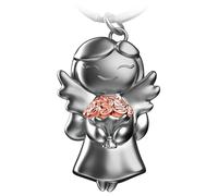 FABACH Portachiavi con angelo custode con fiori - angelo portafortuna - regalo di addio, collega, angelo custode, portafortuna, regalo di addio ai colleghi, oro rosa, 1, Moderno