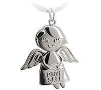 FABACH Portachiavi con angelo custode Emmy con incisione Drive Safe - dolce angelo ciondolo in metallo - regalo portafortuna, patente di guida auto - Guida con attenzione portachiavi, argento, taglia
