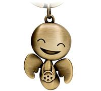 FABACH Portachiavi con angelo custode Happy con volante, grazioso ciondolo a forma di angelo in metallo, regalo fortunato per auto, patente di guida, bronzo, Einheitsgröße, casual o