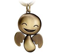 FABACH Portachiavi con angelo custode Happy - grazioso ciondolo a forma di angelo in metallo - regalo portafortuna, patente di guida auto - guida con attenzione, Bronzo antico, taglia unica, Moderno