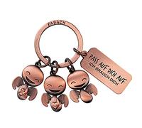 FABACH Portachiavi con angelo custode Happy-Trio con incisione - Portachiavi per auto con angelo con messaggio inciso per automobilisti - regalo portafortuna auto patente - Pass auf Dich