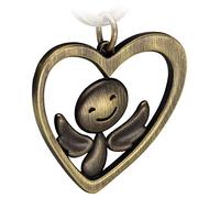 FABACH Portachiavi con angelo custode nel cuore - Elegante ciondolo a forma di angelo in metallo - regalo portafortuna, patente di guida auto - guida con attenzione, Bronzo antico, taglia unica,