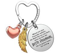 FABACH Portachiavi con angelo custode portafortuna con cuore e incisione - migliore amica regalo portachiavi a forma di cuore - migliore amica regalo angelo portafortuna, La scelta è caduta solo su di