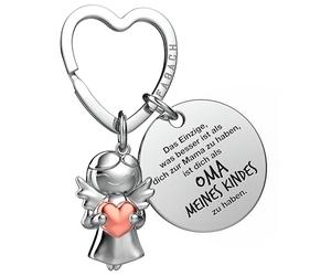 FABACH Portachiavi con angelo custode portafortuna con cuore e incisione - Migliore nonna del mondo - regalo per la nonna - regalo angelo portafortuna, Nonna Di Mio Figlio, Taglia unica