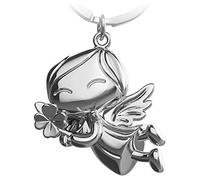 FABACH - Portachiavi con angelo custode portafortuna con quadrifoglio, ciondolo di metallo adatto come regalo o per l’auto, argento, Taglia unica