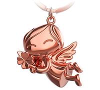 FABACH - Portachiavi con angelo custode portafortuna con quadrifoglio, ciondolo di metallo adatto come regalo o per l’auto, oro rosa, Taglia unica
