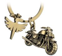 FABACH Portachiavi con angelo custode - regalo angelo portachiavi per motociclisti - regali moto portachiavi portafortuna guida con attenzione, Bronzo antico, 1, Moderno
