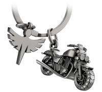 FABACH Portachiavi con angelo custode - regalo angelo portachiavi per motociclisti - regali moto portachiavi portafortuna guida con attenzione, Argento antico, 1, Moderno